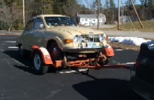 1970 SAAB 96 on dolly